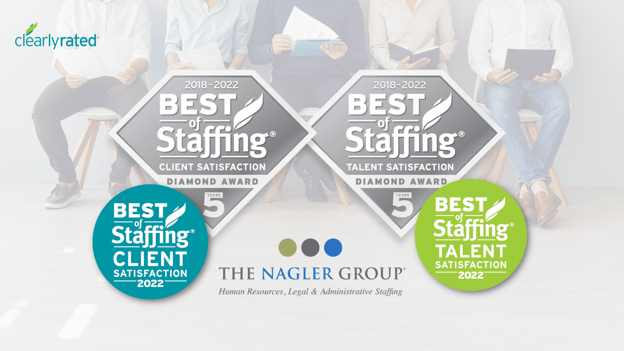 The Nagler Group Wins ClearlyRated’s 2022 Best of Staffing Client and Talent 5 Year Diamond Awards for Service Excellence